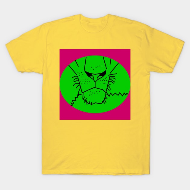 Minimal Green Lion Mouth T-Shirt by ellenhenryart